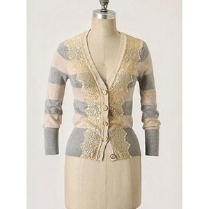 Anthropologie Romantic Striped Cardiagan